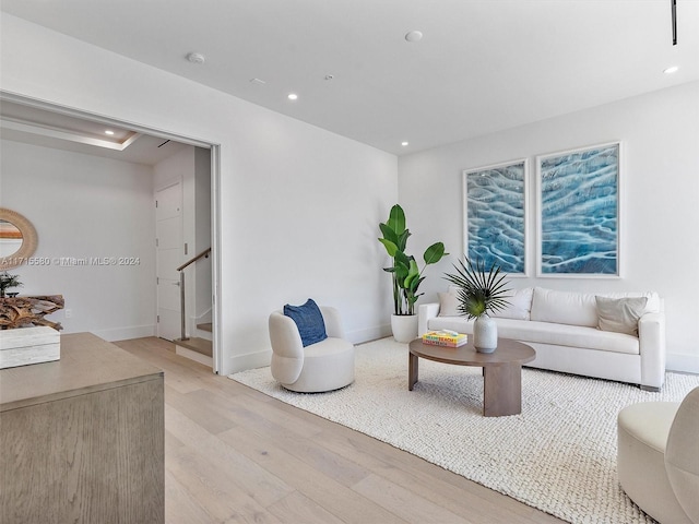 living room featuring light wood-type flooring