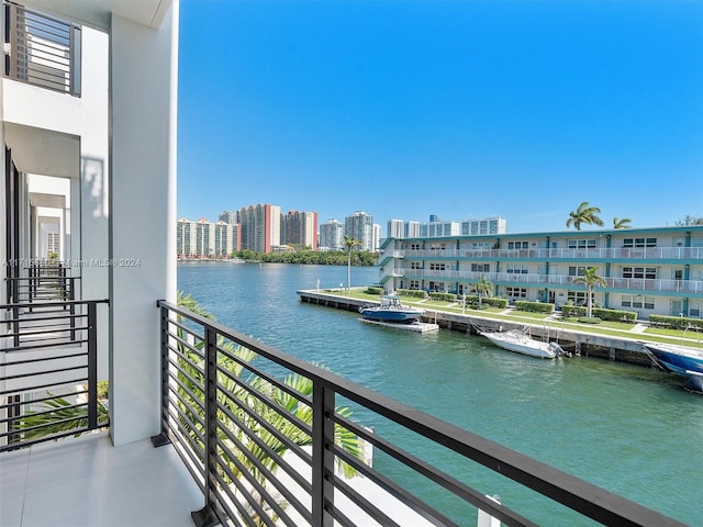 balcony with a water view