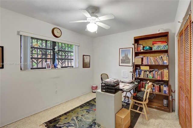 office featuring ceiling fan