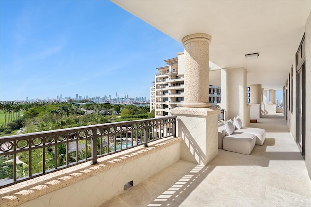 balcony with a view of city