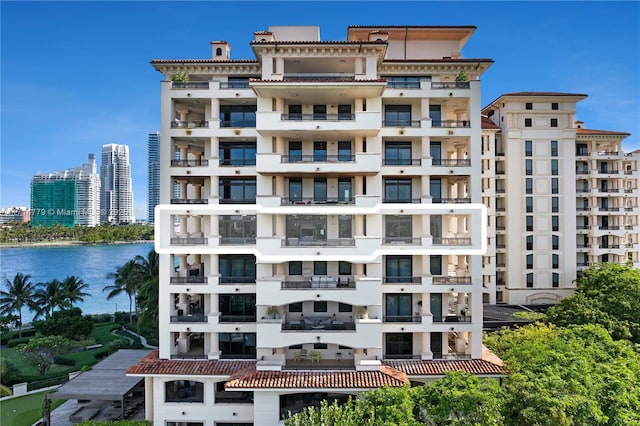 view of property with a water view