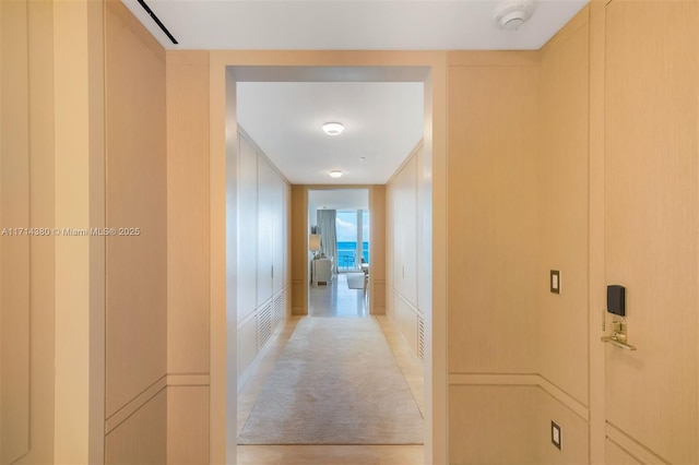 hallway with carpet floors