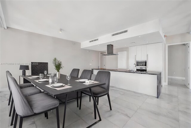 dining area with sink