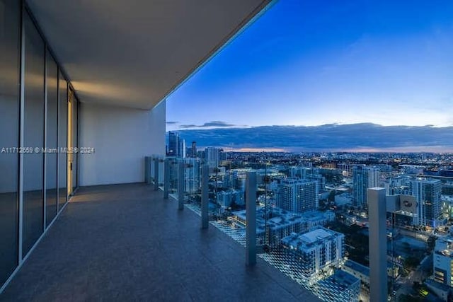 balcony featuring a mountain view