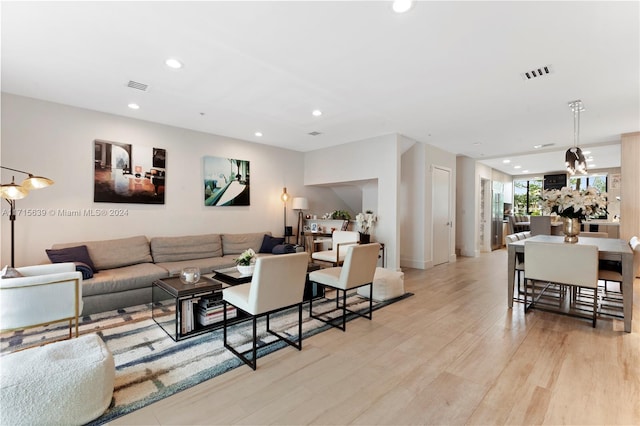 living room featuring light hardwood / wood-style flooring