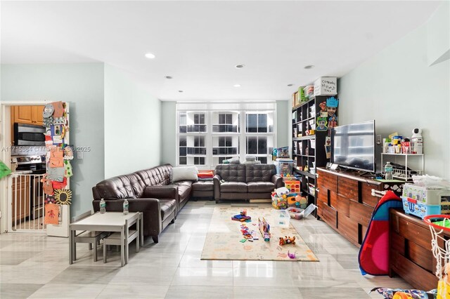 view of tiled living room