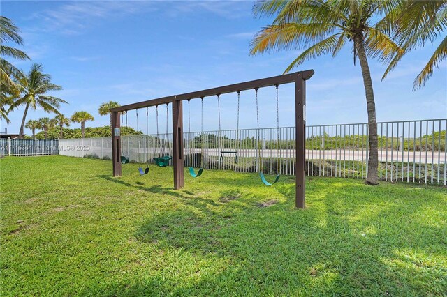 view of yard with a playground