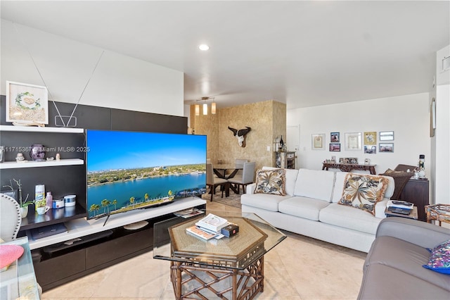 view of tiled living room