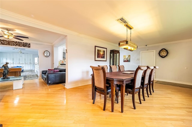 3111 N 52nd Ave, Hollywood, FL 33021 - dining room with a ceiling fan, light wood-type flooring, and ornamental molding