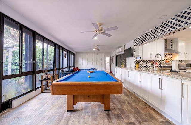 3111 N 52nd Ave, Hollywood, FL 33021 - game room featuring billiards, wood finished floors, and ceiling fan