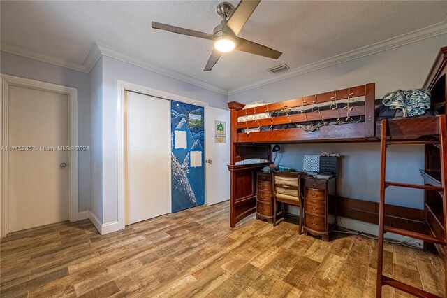 3111 N 52nd Ave, Hollywood, FL 33021 - office with wood finished floors, ceiling fan, crown molding, and a textured ceiling