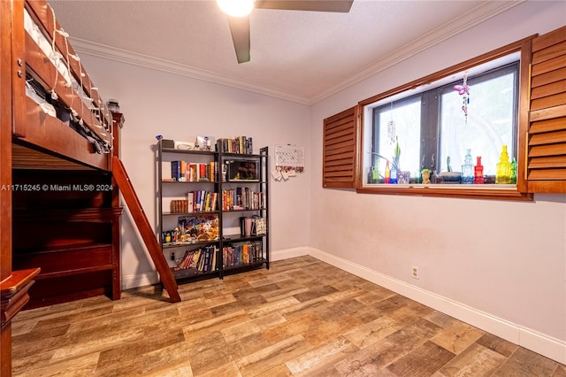 3111 N 52nd Ave, Hollywood, FL 33021 - sitting room featuring ceiling fan, crown molding, and wood finished floors