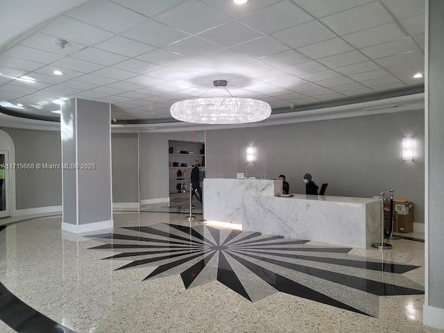 reception area featuring arched walkways