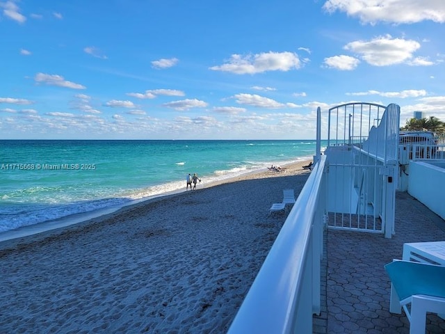 property view of water with a beach view