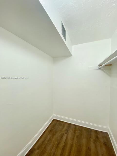 walk in closet featuring dark hardwood / wood-style floors