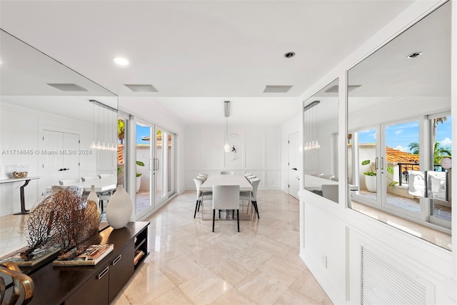 dining space with french doors