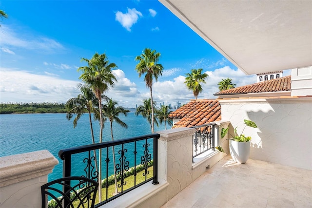 balcony with a water view