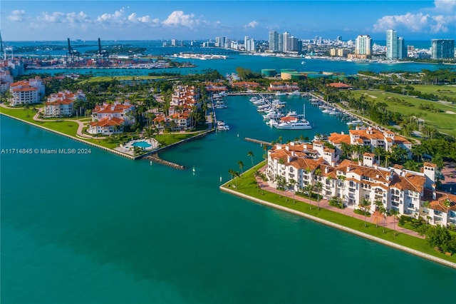 bird's eye view featuring a water view