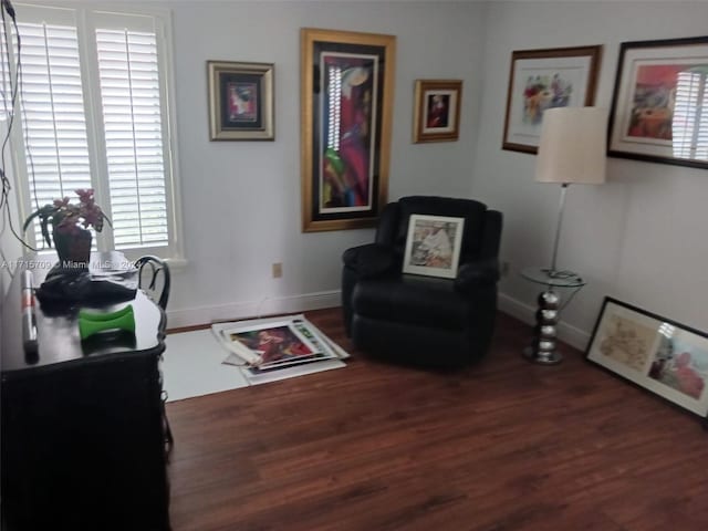 sitting room featuring dark hardwood / wood-style floors