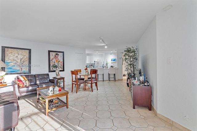 living room with track lighting