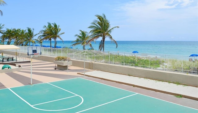 1985 S Ocean Dr Unit 6P, Hallandale Beach, FL 33009 - view of sport court with community basketball court, a water view, and fence