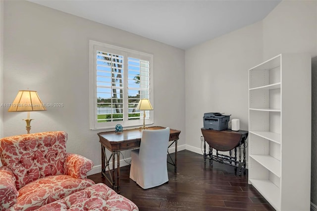 living area with dark wood-type flooring