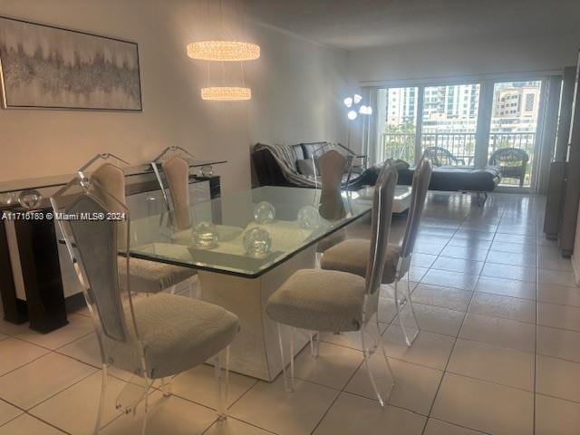 dining room with light tile patterned floors