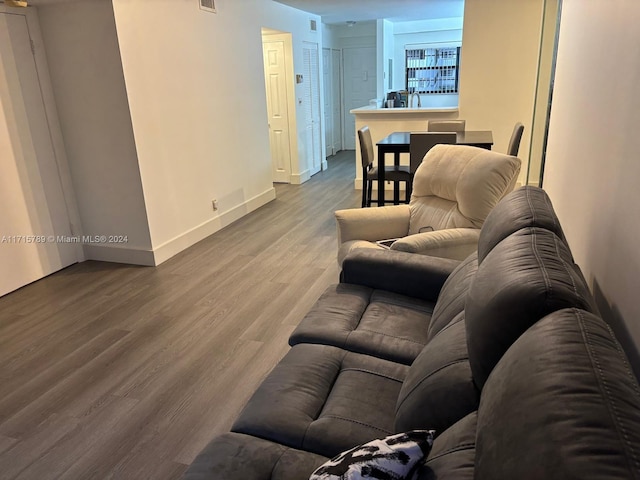 living room with wood-type flooring