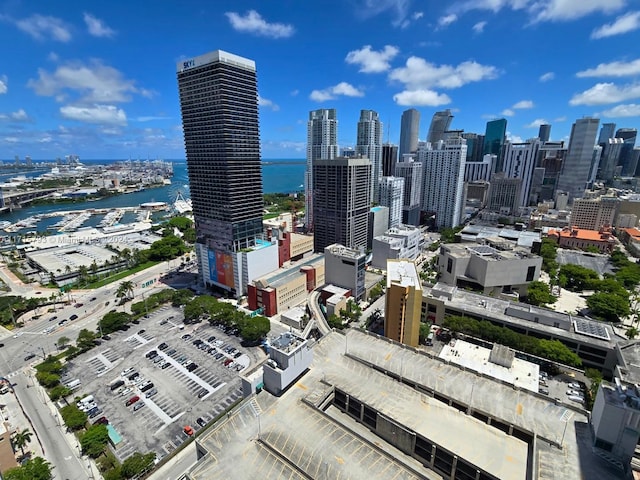 view of city with a water view