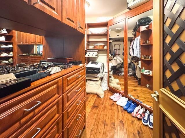 walk in closet featuring light hardwood / wood-style flooring