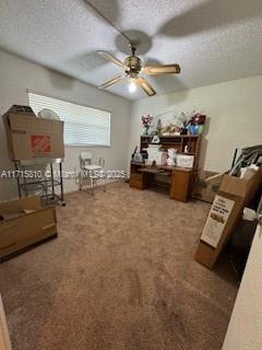 7500 NW 5th Pl Unit 103, Margate, FL 33063 - carpeted home office with ceiling fan and a textured ceiling