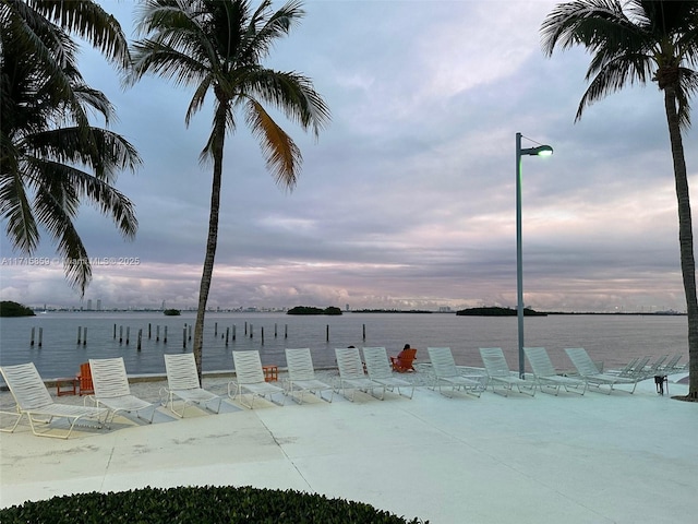 dock area featuring a water view