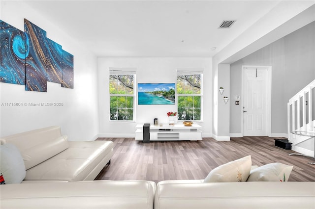 living room featuring hardwood / wood-style flooring