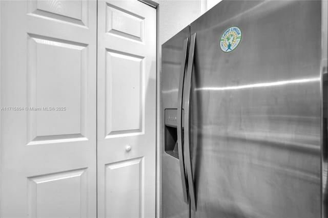 interior details with stainless steel fridge