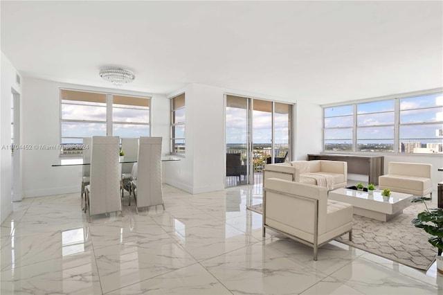 living room with plenty of natural light