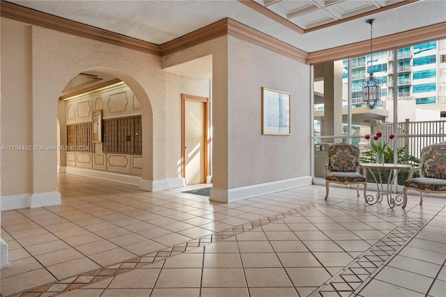 interior space featuring ornamental molding