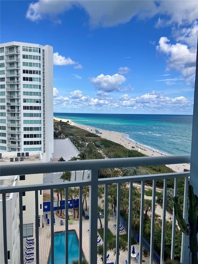 view of water feature with a view of the beach