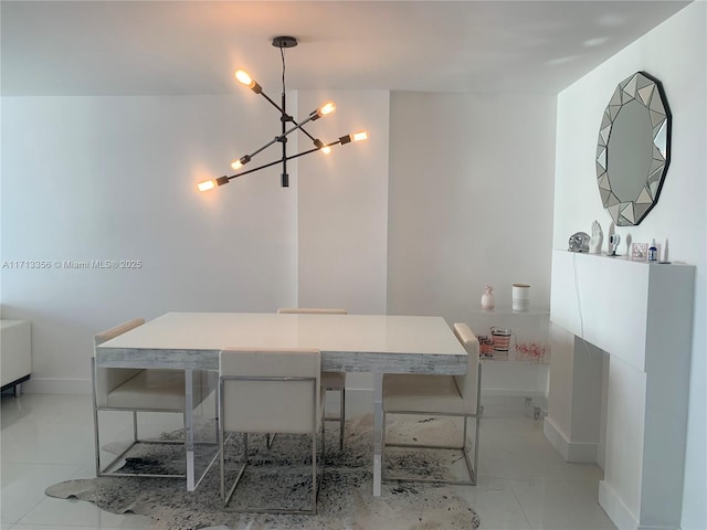 dining room featuring a notable chandelier