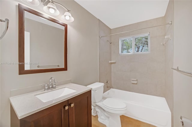 830 SW 18th St, Fort Lauderdale, FL 33315 - bathroom with toilet, vanity, bathing tub / shower combination, and tile patterned flooring