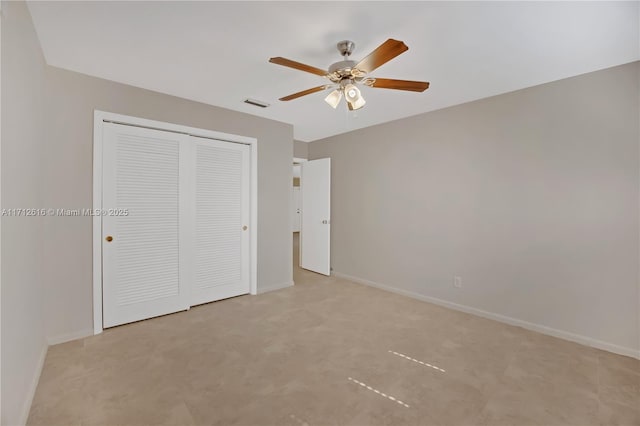830 SW 18th St, Fort Lauderdale, FL 33315 - unfurnished bedroom with a closet, baseboards, and a ceiling fan
