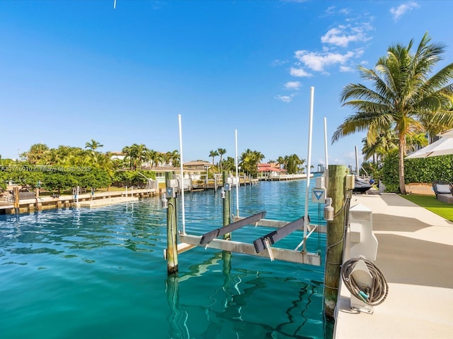 dock area featuring a water view