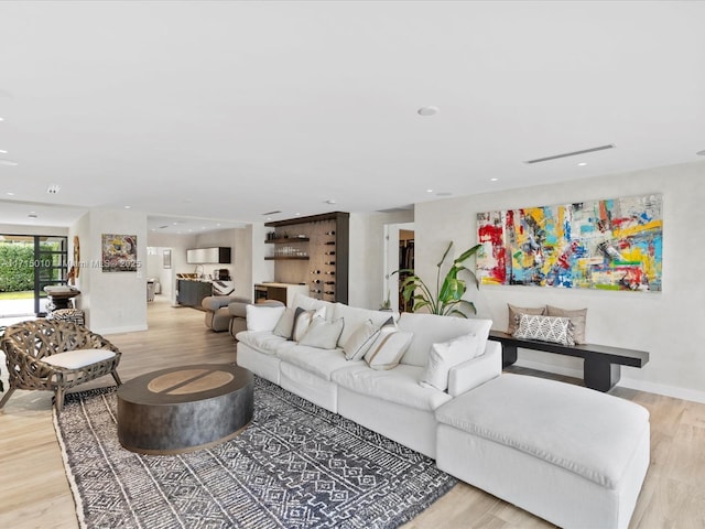 living room with wood-type flooring