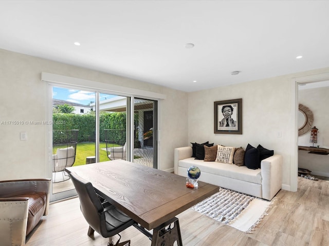 living room with light wood-type flooring