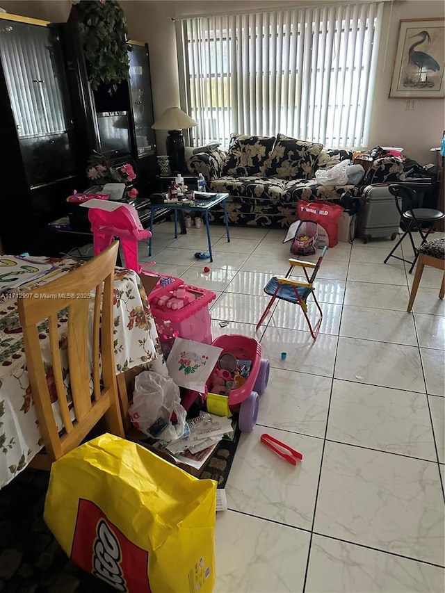 view of tiled living room