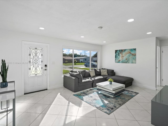 view of tiled living room