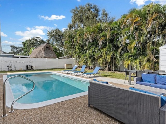 view of pool featuring an outdoor hangout area and a patio