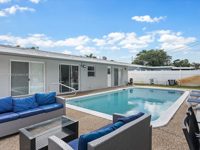 view of swimming pool featuring an outdoor hangout area and a patio area