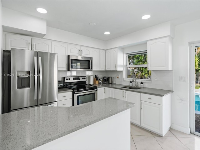 kitchen featuring white cabinetry, stainless steel appliances, and sink