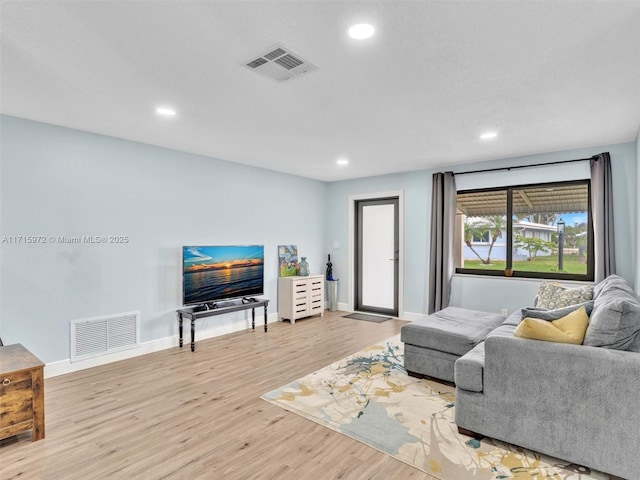 living room featuring light hardwood / wood-style floors