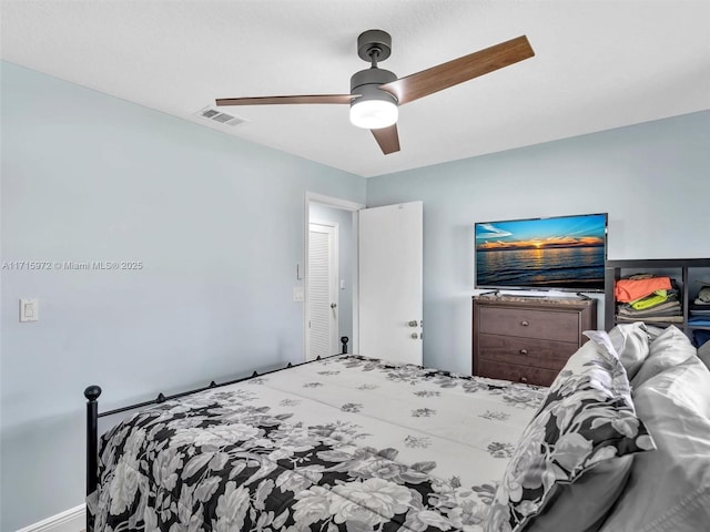 bedroom featuring ceiling fan